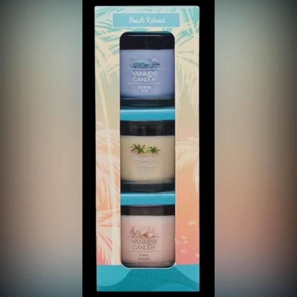 Yankee Candle Sun & Sand Votive Trio - Cream Center with Blue & Pink Accents